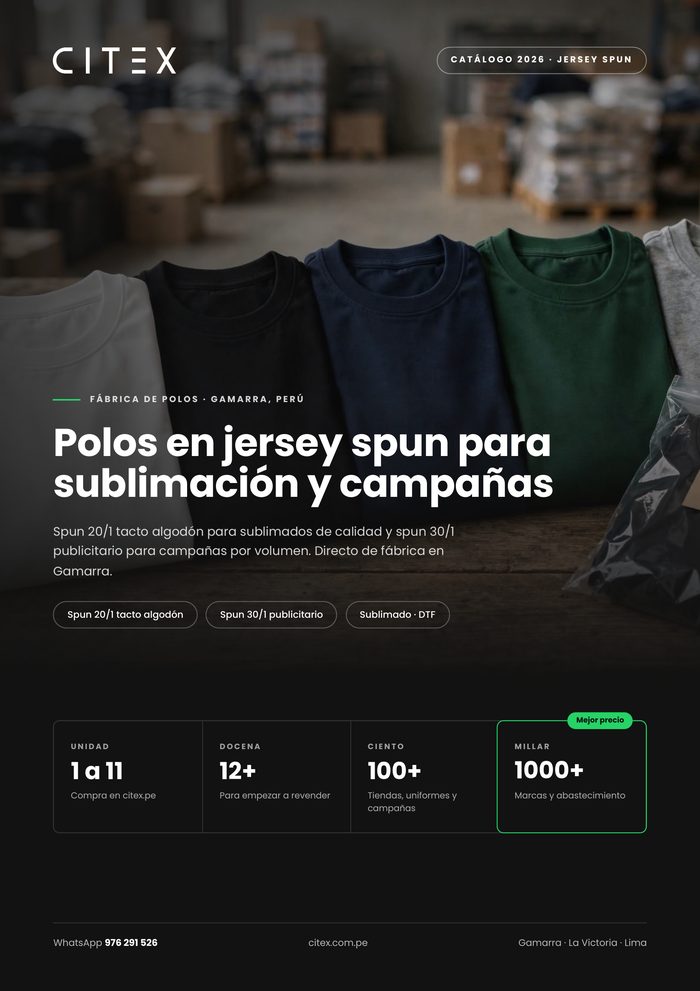 Portada del catálogo de polos jersey spun CITEX